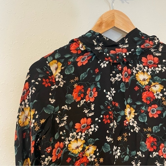 Derek Lam Silk Floral Mock Neck Blouse - Picture 5 of 13